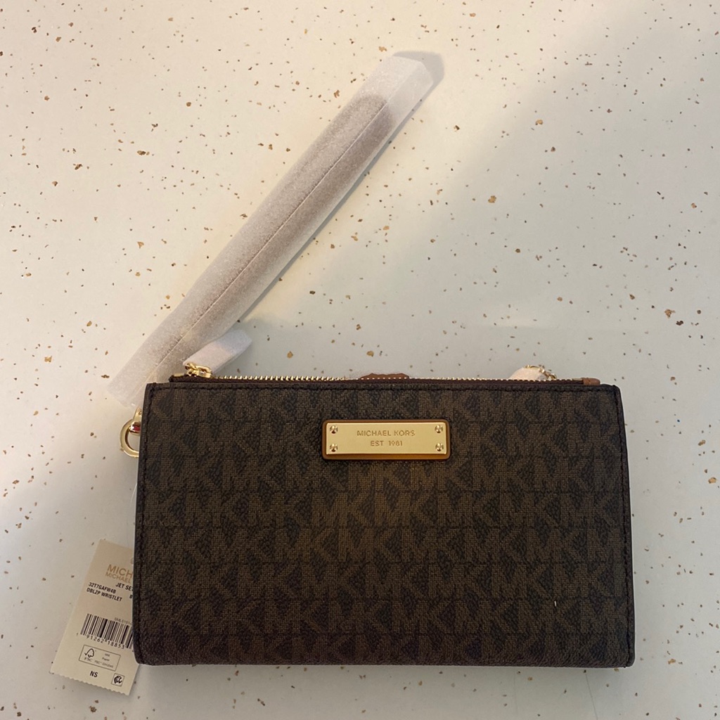 Nwt Michael Kors Signature Double Zip Wristlet.